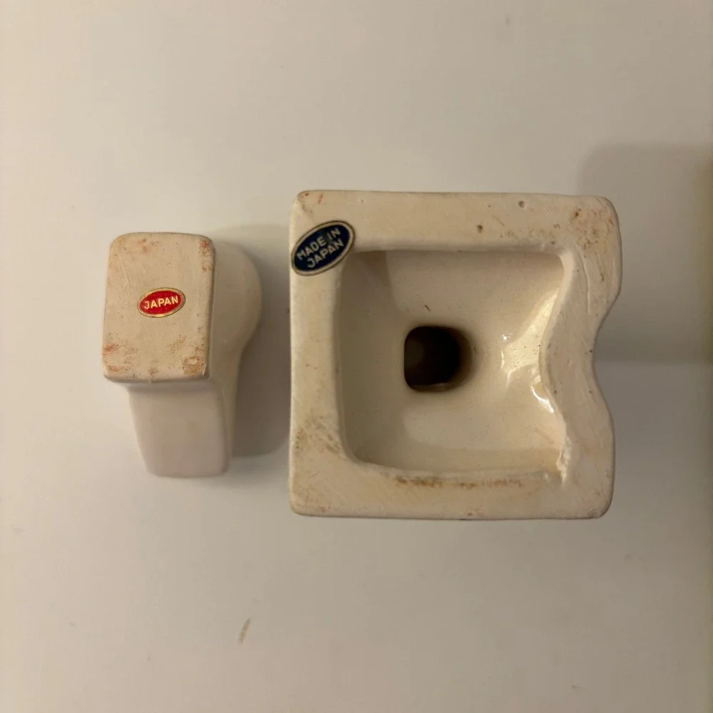 VTG Japan Porcelain Ceramic Dollhouse Miniature Bathroom Tub Sink Toilet Lot